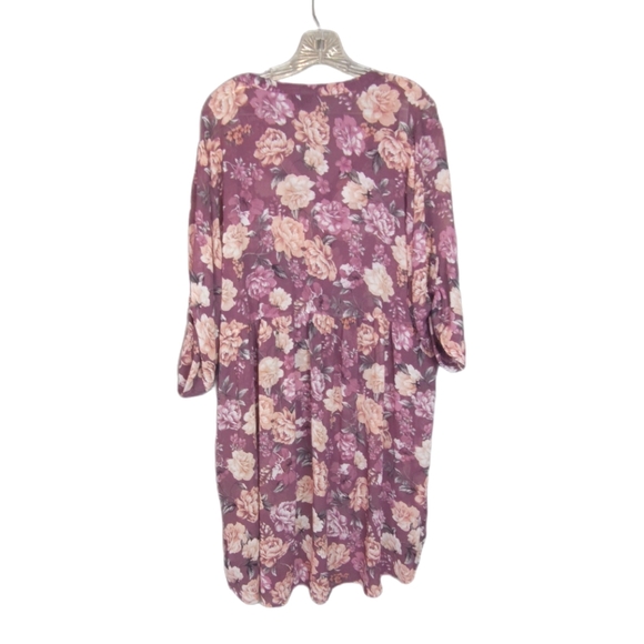 Torrid Women's Floral Plum Chiffon Hi Low Tunic Top SZ 3x - Picture 2 of 6